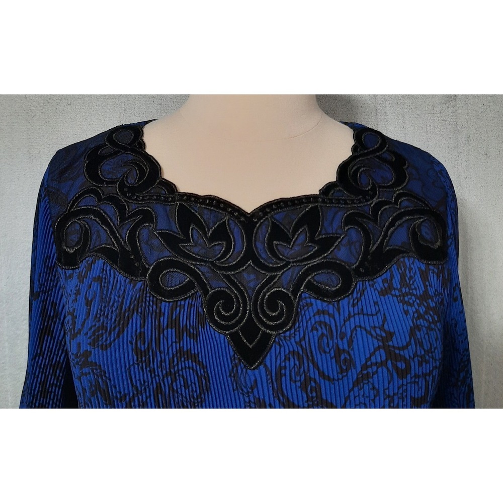 Catherines Pleated Paisley Tunic Top Velvet Mesh Trim Womens 1XP Whimsigoth Boho - Picture 2 of 13